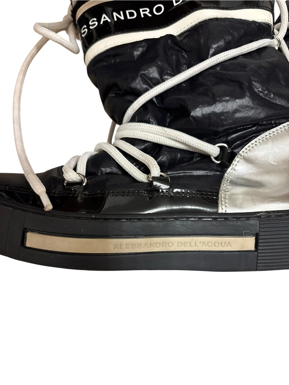 Alessandro Dell’Acqua Y2K Black & Silver Winter Snow Boots - Picture 11 of 12